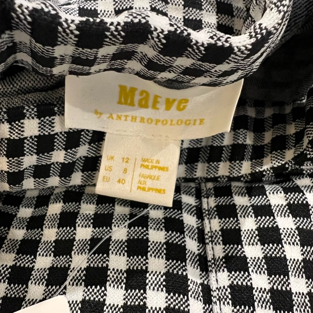 NWT Anthropologie Black & White Gingham Off-Shoulder Romper - Picture 6 of 12